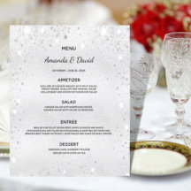 Bröllop Menu silver metallisk elegant för damm frå