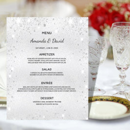 Bröllop Menu silver metallisk elegant för damm frå