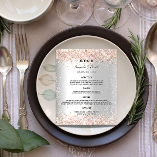 Bröllop Menu silver ro guld glitter-miniatyrdiagra Flygblad