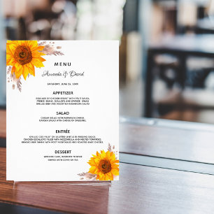 Bröllop Menu Soloblommor pampas spp. Flygblad