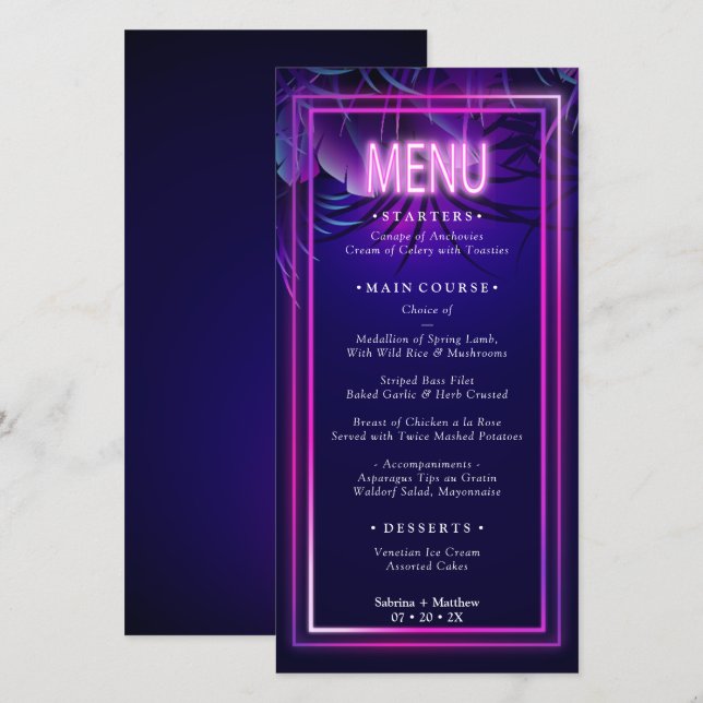 BRÖLLOP MENU | Stunning Neon Tropical Foliage (Fram/baksida)