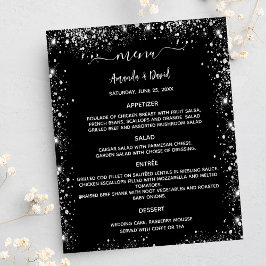 Bröllop Menu svart silver vit
