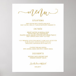 Bröllop Menu-tecken - Bouncy Calligraphy (Guld) Poster