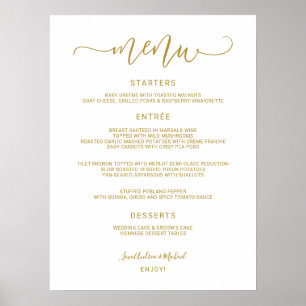 Bröllop Menu-tecken - Bouncy Calligraphy (Guld) Poster