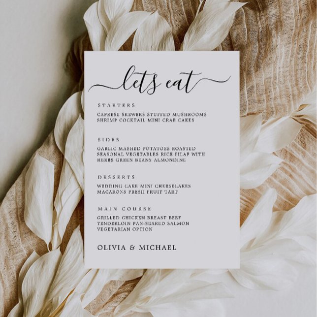 Bröllop Menu-tecken, utskrivbar Bröllop-meny Inbjudningar (Wedding Menu Sign, Printable Wedding Menu Invitation)