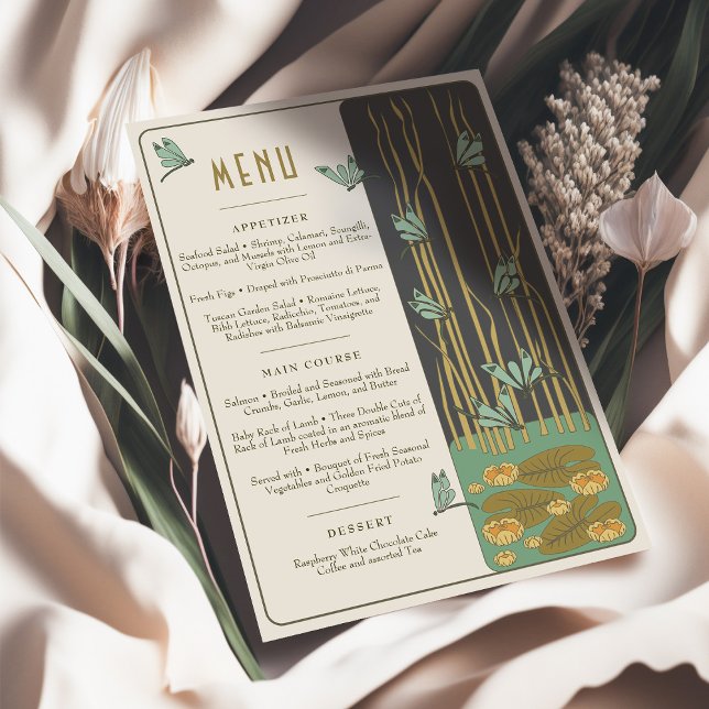 Bröllop Menu Victorian Dreams Dragonflies Inbjudningar (Skapare uppladdad)