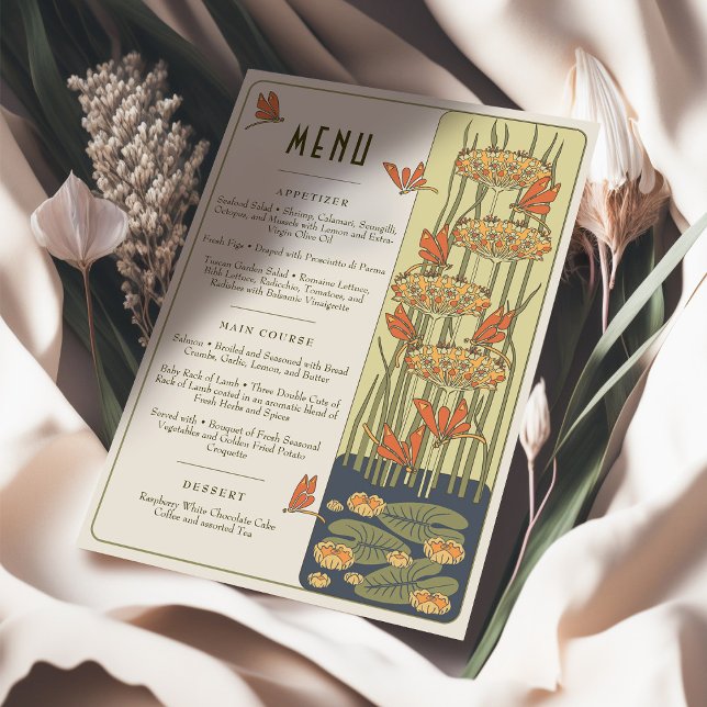 Bröllop Menu Victorian Dreams Dragonflies Inbjudningar (Skapare uppladdad)