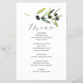 Bröllop Menus Botanias budget för Olive Gren Flygblad