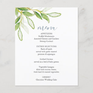 Bröllop Menus Elegant Botanical Grey