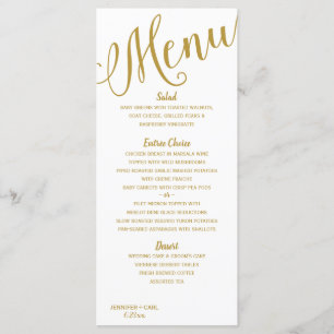 Bröllop Menus Modern typografi (Guld) Meny