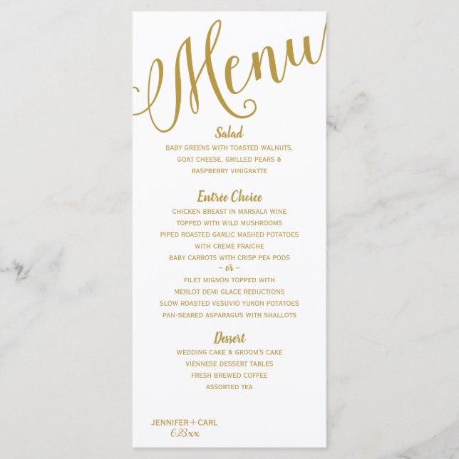 Bröllop Menus | Modern typografi (Guld) Meny (Framsida)