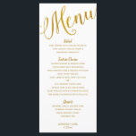 Bröllop Menus | Modern typografi (guldolja) Meny<br><div class="desc">Denna moderna typografi-/kalligrafdesign har "Menu" i ord överst i faux-guld-folie. Det här är faux guld-folie... Det är inte äkta,  utan en tryckt effekt.</div>