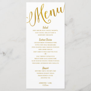 Bröllop Menus   Modern typografi (guldolja) Meny