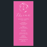 Bröllop Menus Simple Monogram Fuchsia Rosa Meny<br><div class="desc">Den här elegant fuchsia rosa bröllop-menyn har ett enkelt monogram som är omgivet av blommigtens linjekonst. "Menu" i ord anges i calligraphy-skript. Använda mallens fält om du vill lägga till menyalternativen initialer,  namn och anpassningsbar för bruden och trippen. Perfekt till bröllop,  repetitionsmiddag,  förlovningsfester och mycket annat.</div>
