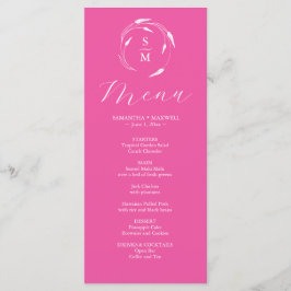 Bröllop Menus Simple Monogram Fuchsia Rosa Meny