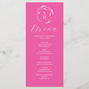 Bröllop Menus Simple Monogram Fuchsia Rosa Meny
