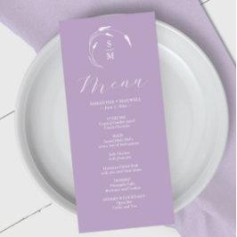 Bröllop Menus Simple Monogram Lavender Meny