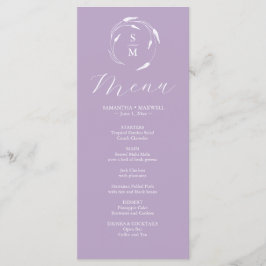 Bröllop Menus Simple Monogram Lavender Meny