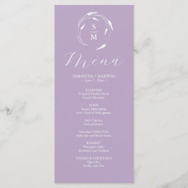 Bröllop Menus Simple Monogram Lavender Meny