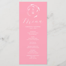 Bröllop Menus Simple Monogram Rosa Meny