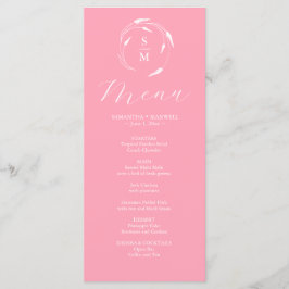 Bröllop Menus Simple Monogram Rosa Meny