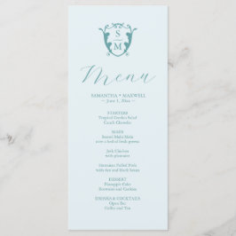 Bröllop Menus Simple Monogram Vapensköld Blue Meny
