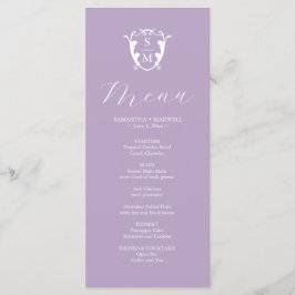 Bröllop Menus Simple Monogram Vapensköld Lilac Meny