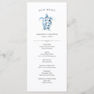 Bröllop Menus Simple Watercolor Sea Turtle Meny