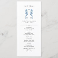 Bröllop Menus Simple Watercolor Seahorse