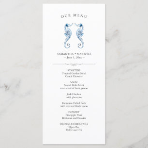 Bröllop Menus Simple Watercolor Seahorse Meny