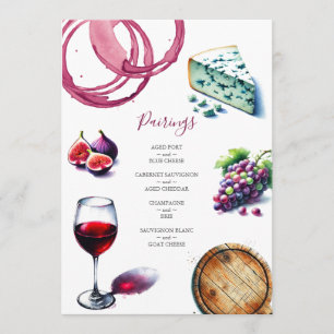 Bröllop Menus Vin & Cheese Taste Inbjudningar