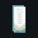 Bröllop Menus Watercolor Beach Seashore Meny<br><div class="desc">Bröllopmenyer har en vattenfärgsskoblod i blått skal. Använda mallen fält om du vill lägga till dina middagsval. Ett charmerande kustval för destinationsbröllop till havs,  en repetitionsmiddag,  mottagning eller en förlovningsfest.</div>