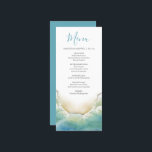 Bröllop Menus Watercolor Beach Seashore Meny<br><div class="desc">Bröllopmenyer har en vattenfärgsskoblod i blått skal. Använda mallen fält om du vill lägga till dina middagsval. Ett charmerande kustval för destinationsbröllop till havs,  en repetitionsmiddag,  mottagning eller en förlovningsfest.</div>