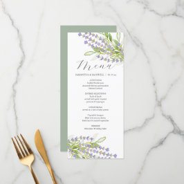 Bröllop Menus Watercolor Lavender Flowers Meny