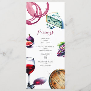 Bröllop Menus Watercolor Vineyard Theme Meny
