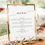 BRÖLLOP meny för ASHER Elegant Calligraphy Poster<br><div class="desc">Det här utskrivbara menytecknet i bröllop innehåller ett elegant-kalligrafteckensnitt och en modern minimidesign med fullt redigerbara ord. Byt enkelt typsnitt, font färger och base färg så att de matchar stil för händelsen. Den enkla kombinationen svart och vitt färg gör det till ett tillägg till perfekten i alla händelser. Använda som...</div>