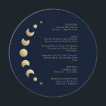 Bröllop-meny för blå Måne-cirkel Meny<br><div class="desc">Omvandla din matupplevelse med menykortet "Blue Måne Circle Bröllop" (blått i cirkel), som ställs in mot en mörk blått bakgrund. Den gyllene celestial inslag, tillsammans med det stilfullt enkla anpassadet initialer, ger dig en magisk fingervisning till dina bord-inställningar. Måne-faserna integreras perfekt i designen och höjer matupplevelsen, vilket symboliserar det varierade...</div>