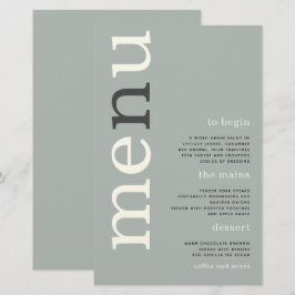 BRÖLLOP-meny för enkel Sage Ivory Typography BUDGE