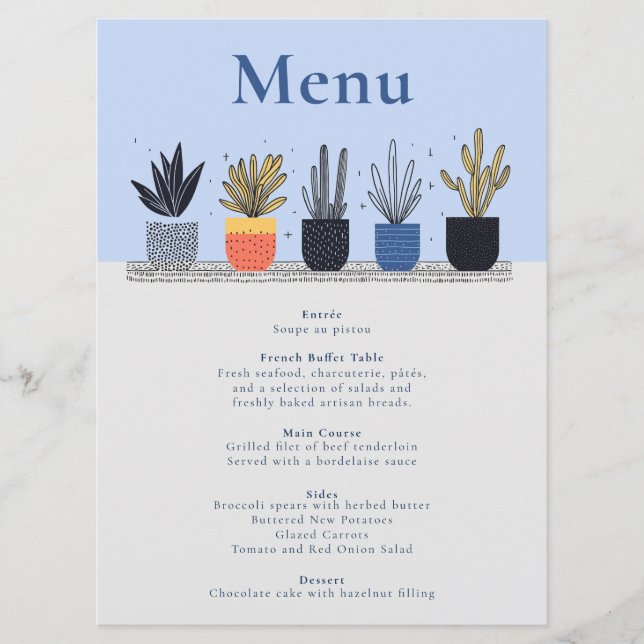 Bröllop-meny för ljusa, färgade, punkterade husväx meny (Framsida)