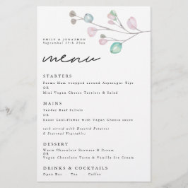 Bröllop-meny för Löv av budgetvattenfärg