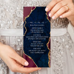 Bröllop-meny för marinen Burgundy & Guld Agate Reklamkort<br><div class="desc">Fantastiskt agate tittar med guld och marmor accenter till wow dina gäster!</div>
