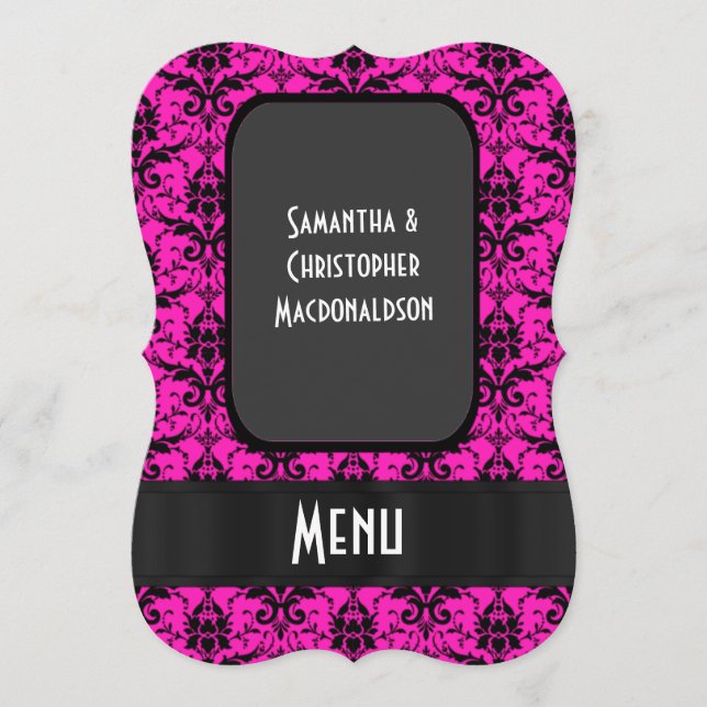 Bröllop-meny för vanlig rosa-dämpare meny (Framsida)