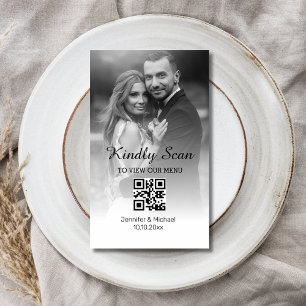 bröllop-menyfotokort med lägst qr-kod anteckningskort