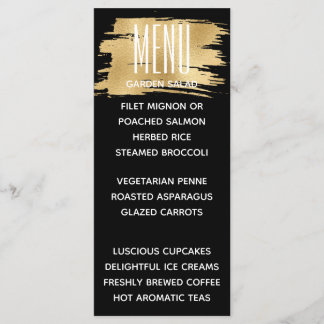 Bröllop-menykort Elegant Guld och svart Meny