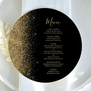 Bröllop-menyn i Svarta Guld-Glitter-rundan Meny