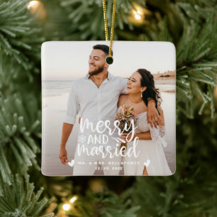 Bröllop Merry och Married jul Photo Ceramic Julgransprydnad Keramik