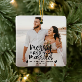Bröllop Merry och Married jul Photo Ceramic Julgransprydnad Keramik