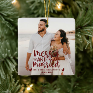 Bröllop Merry och Married jul Photo Ceramic Julgransprydnad Keramik