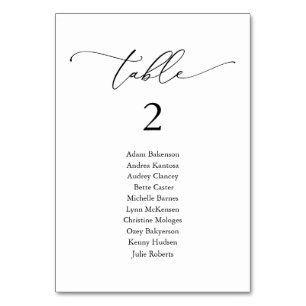 Bröllop Middag, modernt gästdiagram Bord N Bordsnummer