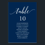 Bröllop Middag, modernt gästdiagram Bord N Bordsnummer<br><div class="desc">Bord-diagramkortet för gästgästgäster i bröllop,  ett modernt romantiskt,  marinblått tema Anpassa texten och/eller ta bort och fylla i med bröllopsfestens tema.</div>